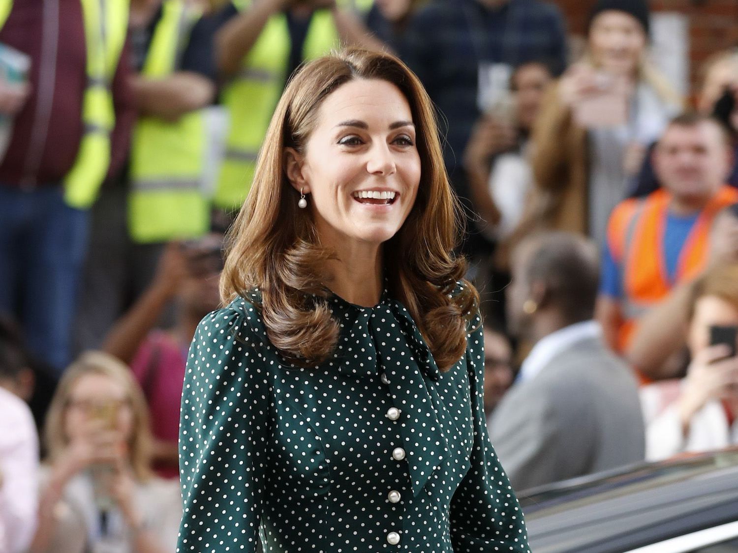 Kate Middleton's Green Polkadot Dress from L.K.Bennett Looked so Festive at  Evelina London Children's Hospital | Marie Claire