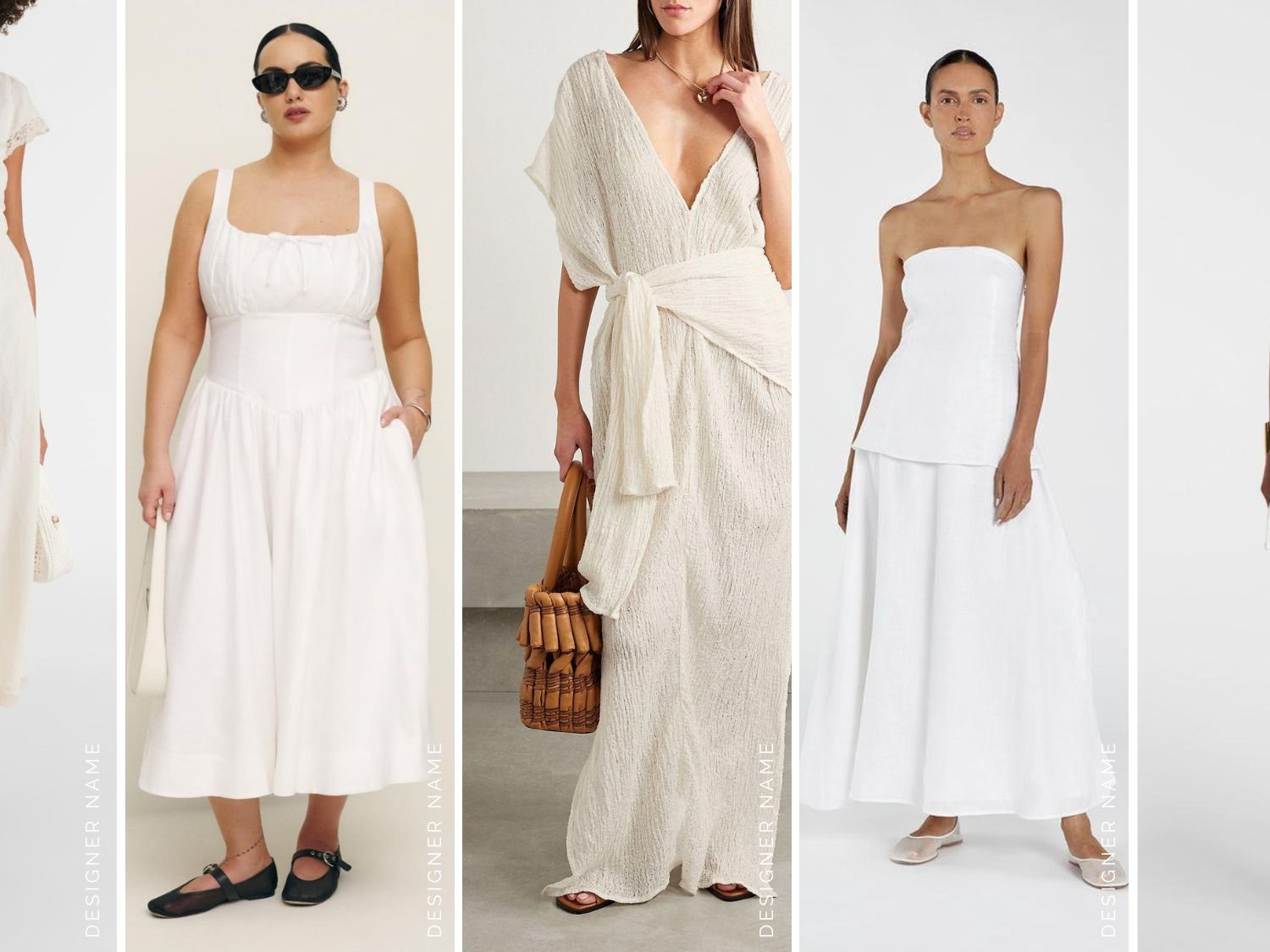 white christmas dresses White Linen Dress with Sleeves and Pockets main image 1