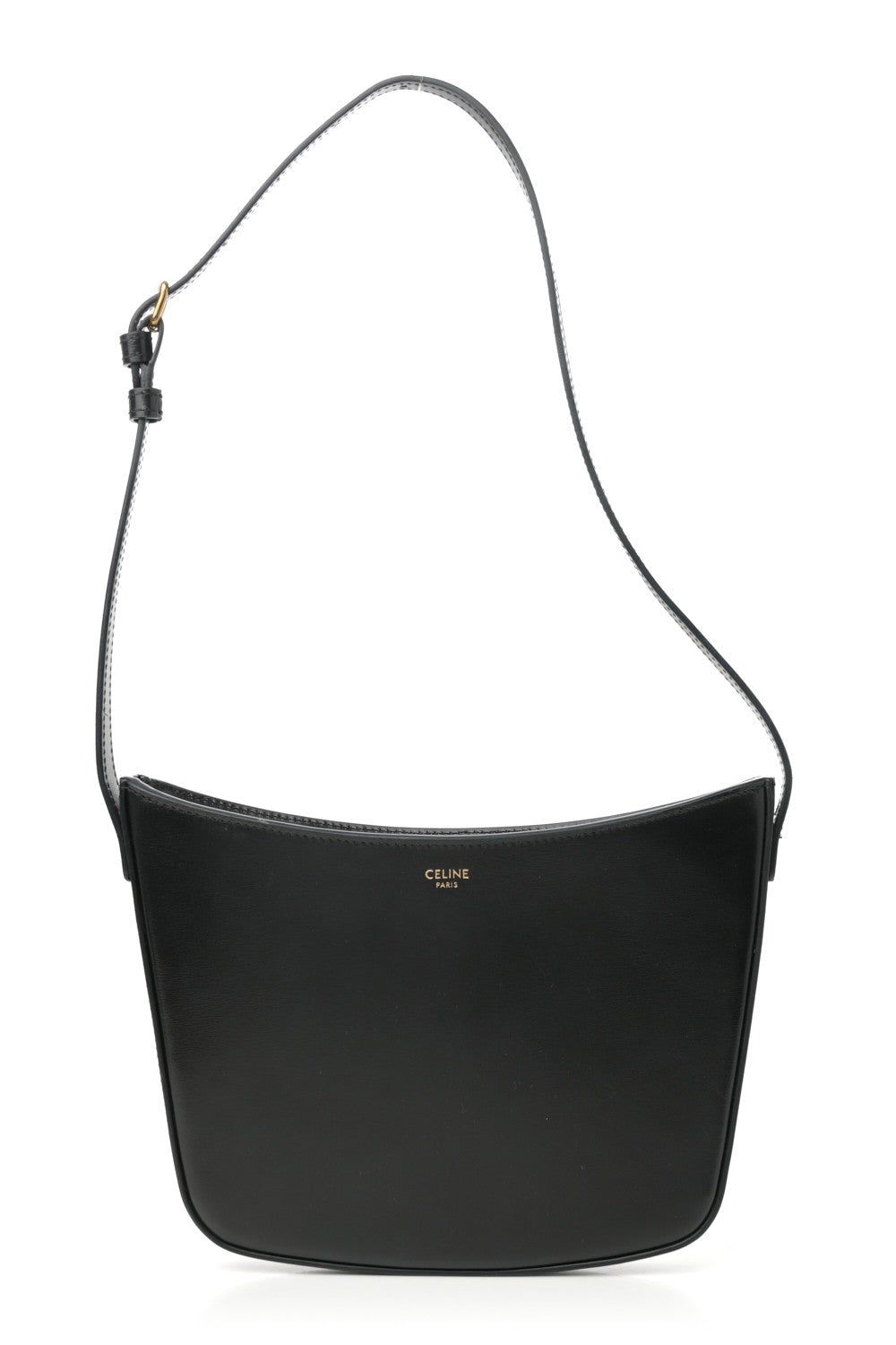 Shiny Calfskin Medium Croque Bag Black