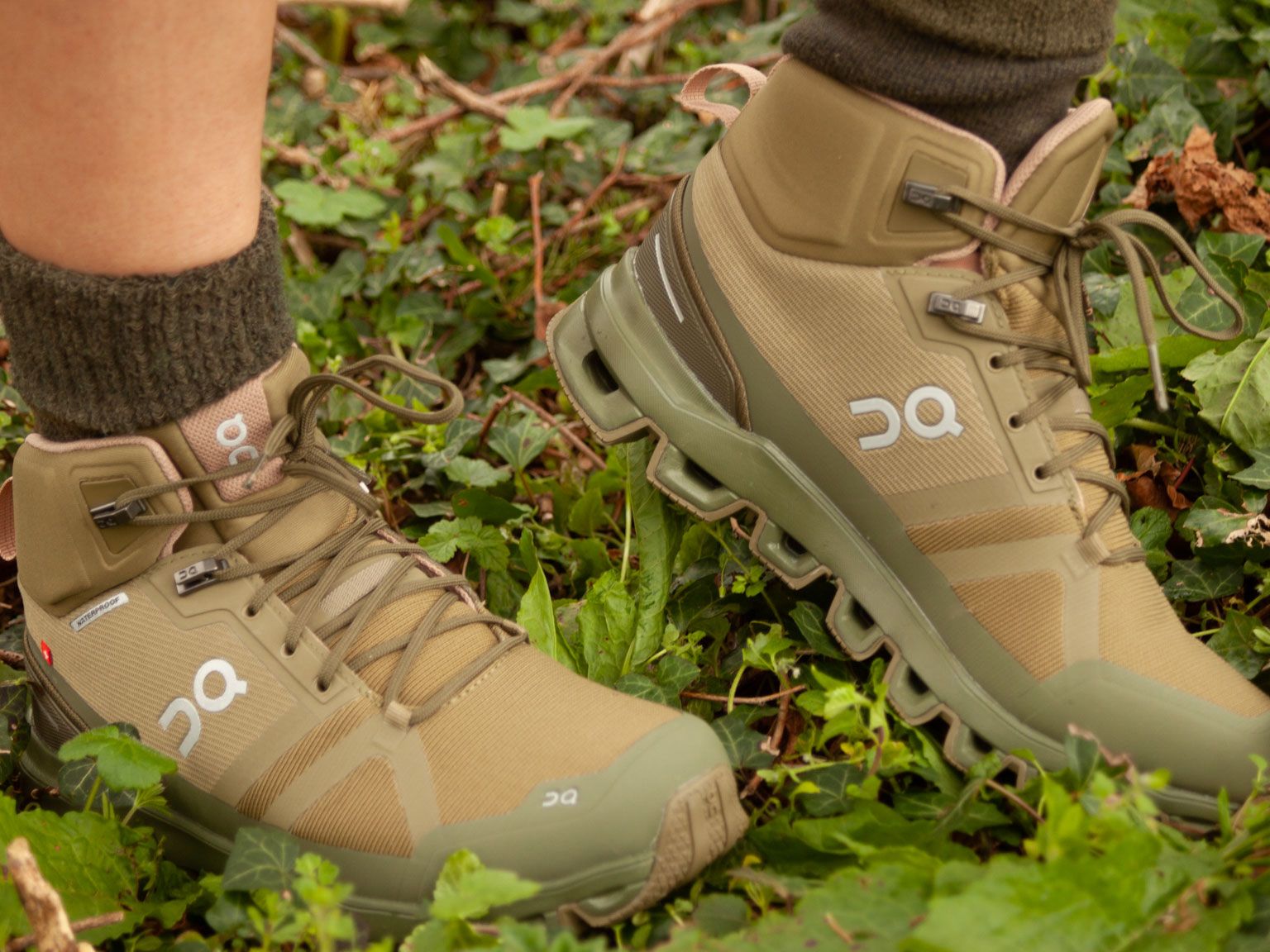 On Running Cloudrock Men\'s Olive/Tan Trail Boot On Running Cloudrock Waterproof Boot Mens in Sand main image 3