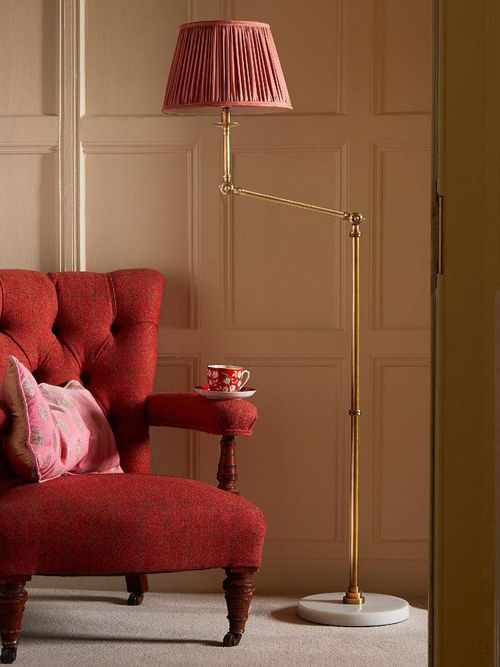 Cranling Articulated Standing Lamp in Brass With a White Marble Base