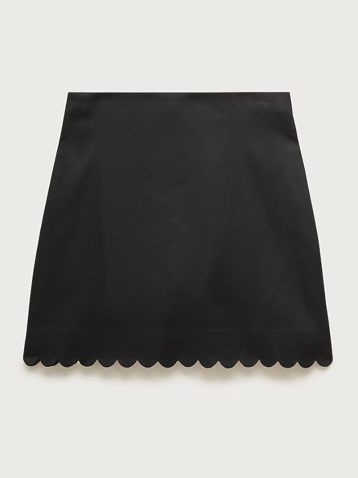 J.Crew, Fairfax Scalloped Mini Skirt in Gramercy Linen Blend