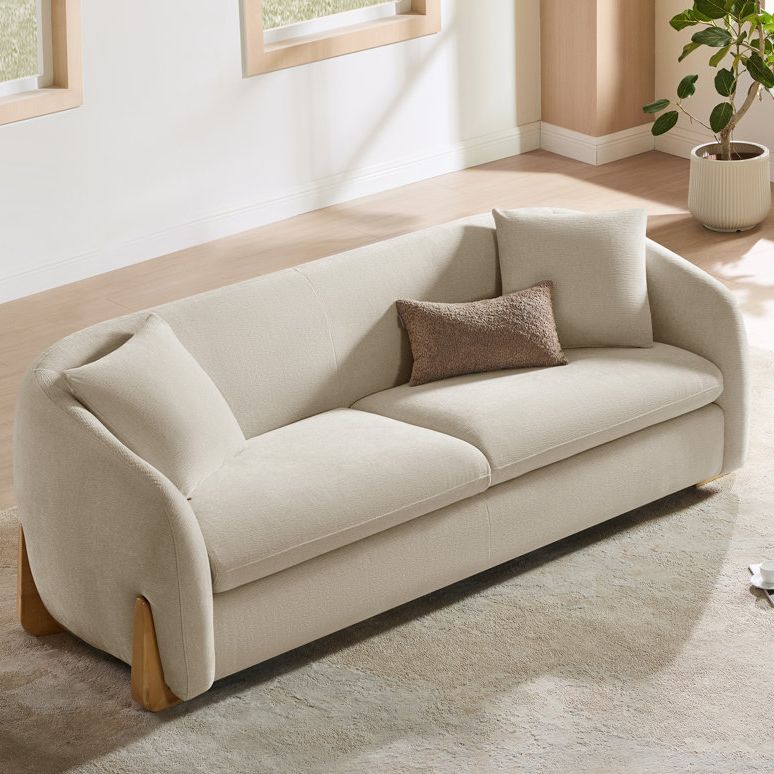 Latitude Run&amp;reg; 90'' Upholstered Modern Curved Chenille Sofa With Unique Wood Legs &amp;amp; Reviews | Wayfair