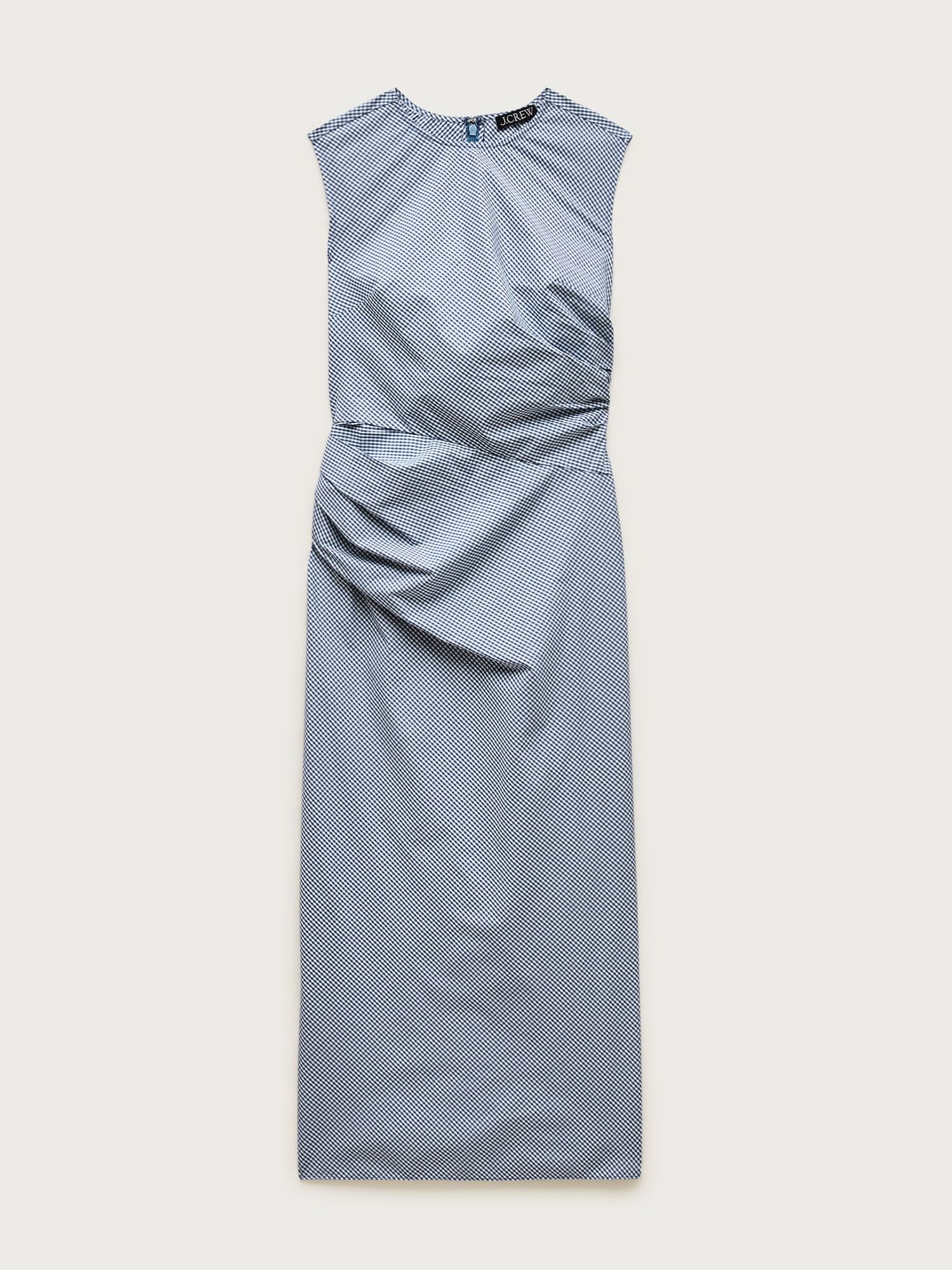 Ruched Midi Dress in Stretch Cotton-Blend Poplin
