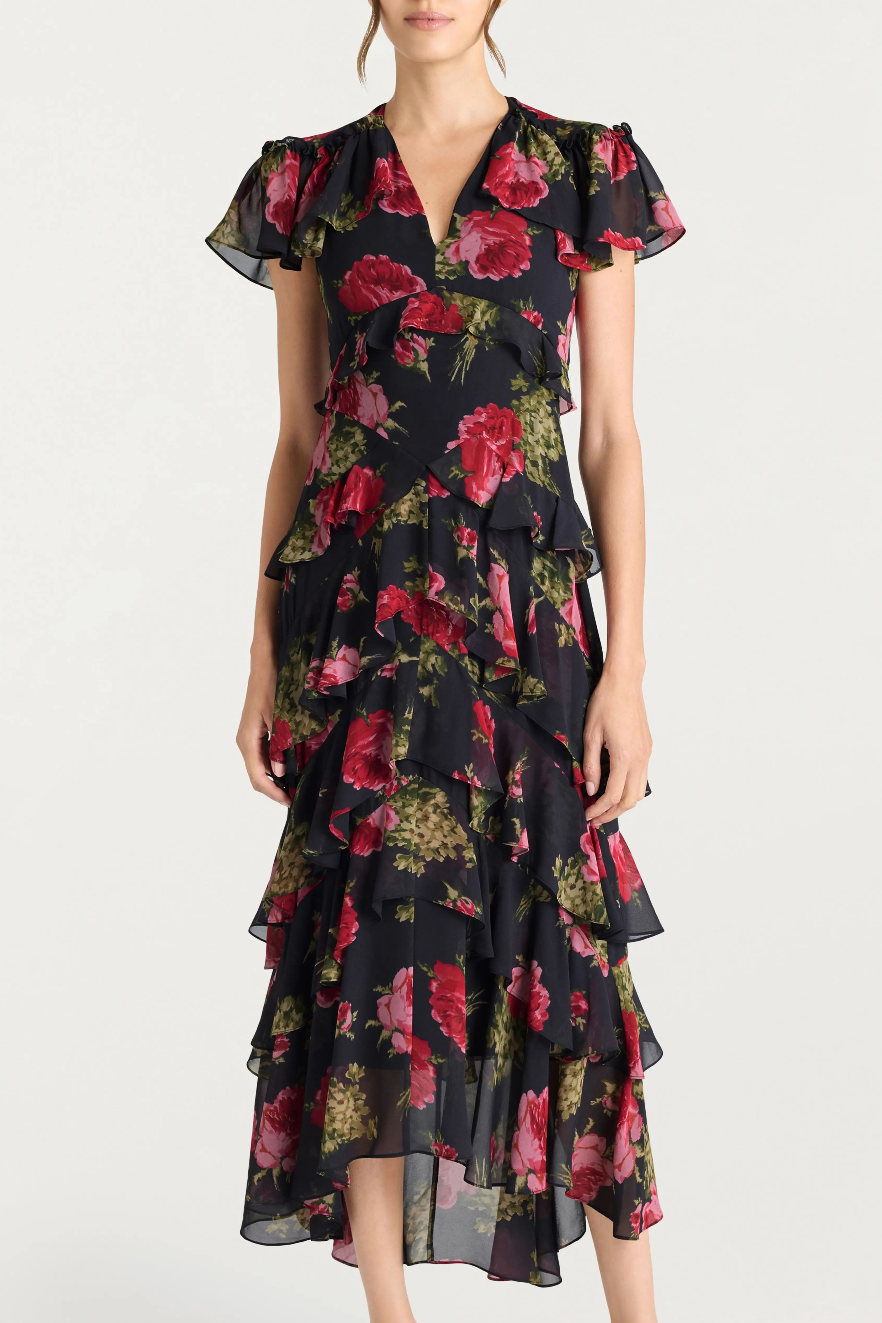 Cinq &amp;agrave; Sept Tatum Floral Tiered Ruffle Maxi Dress