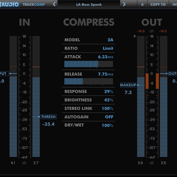 DMG Audio's TrackComp emulates five compressors from pro