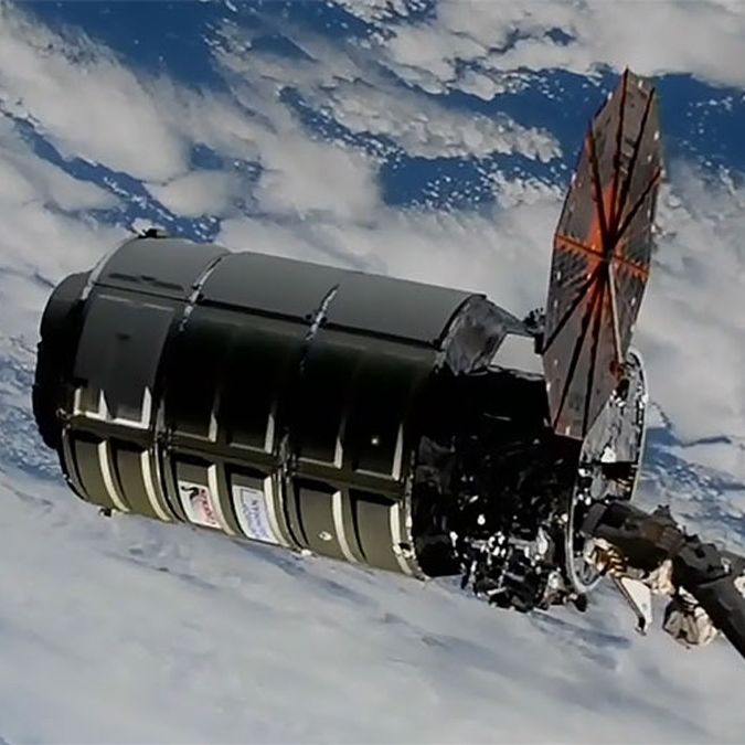 Cygnus cargo ship arrives at space station with only one working