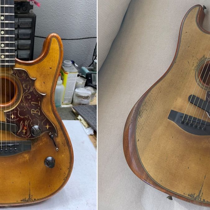 fender Acoustasonic Stratcaster ロックピン&ペグ Fender Acoustasonic Stratocaster Guitar Pickguard, Custom Cut