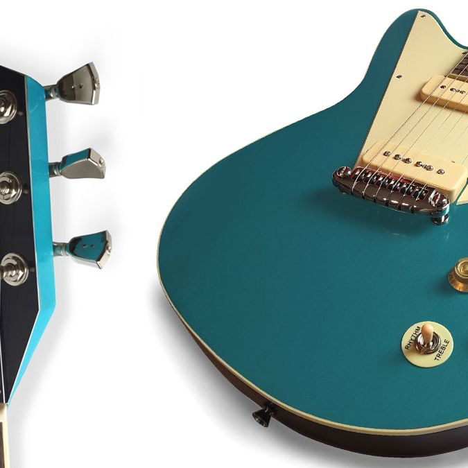 This radical winged headstock design promises improved sustain