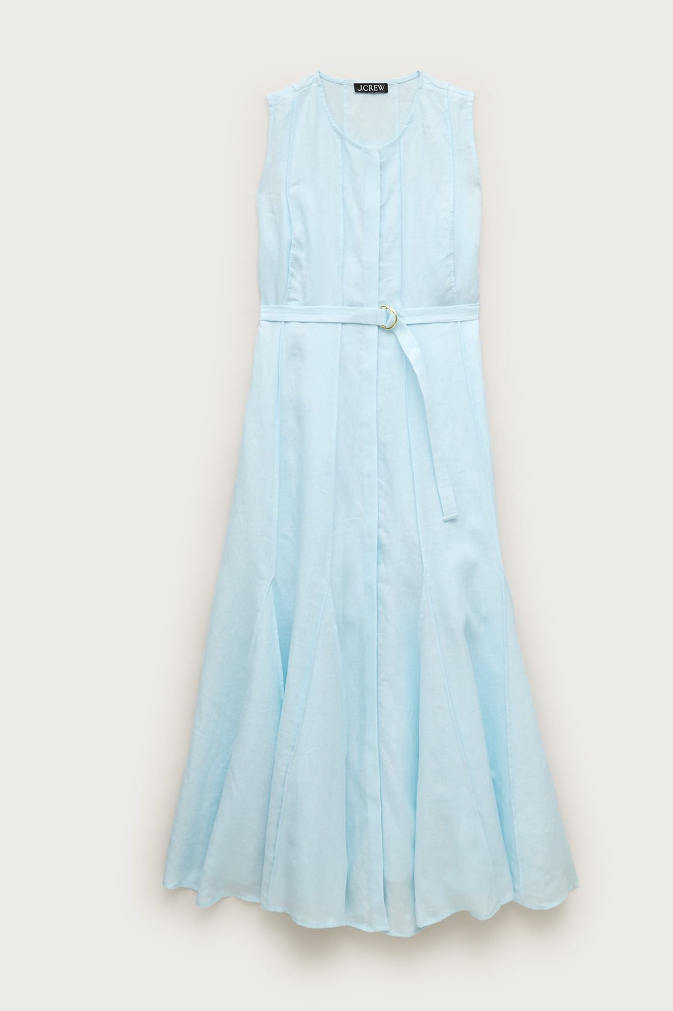 Seamed Linen Dress With Removable Belt