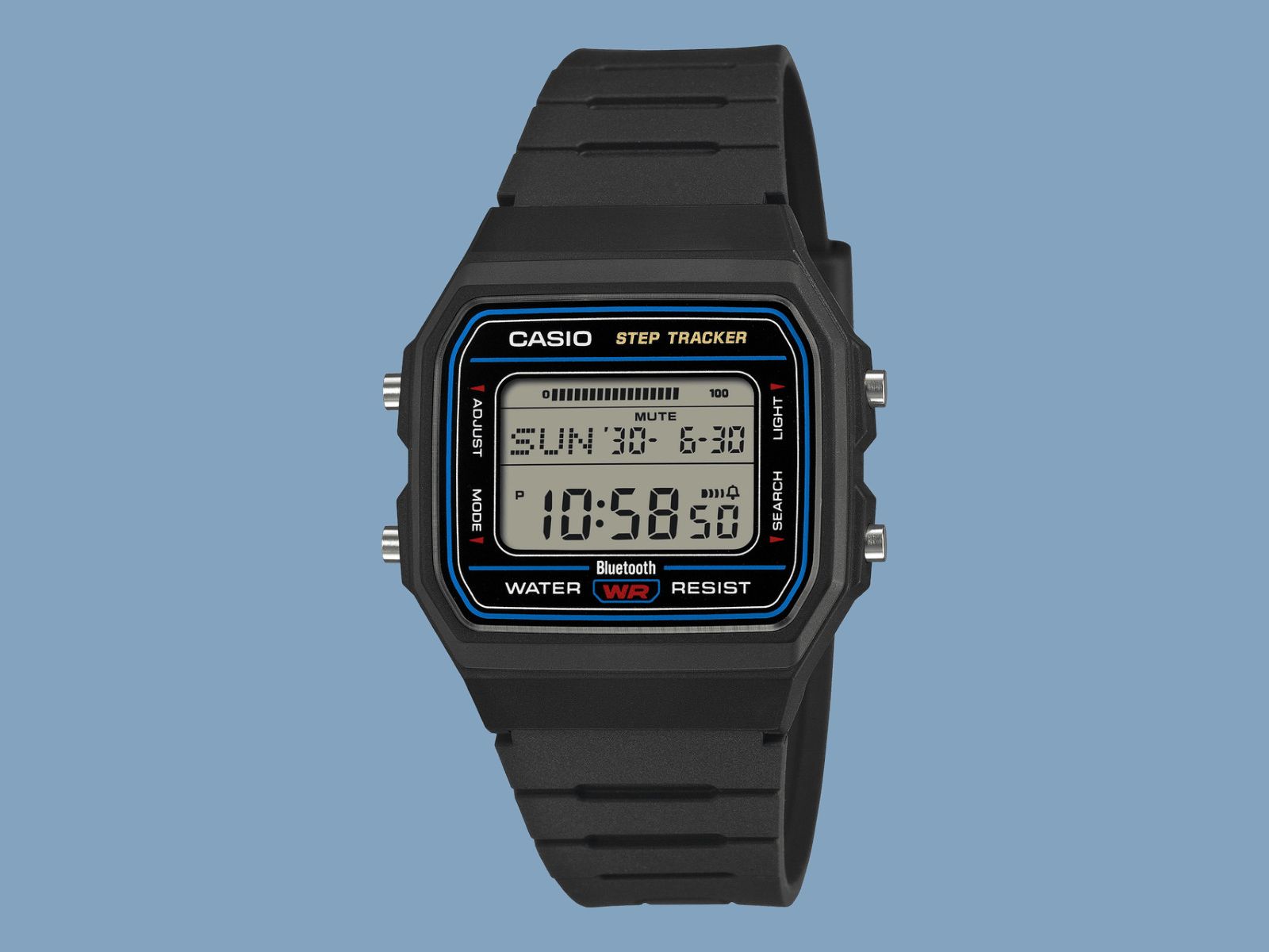 時計 CASIO F-B100W-1AJF STEP TRACKER The Casio F-B100W-1A adds a step-tracker to its retro design
