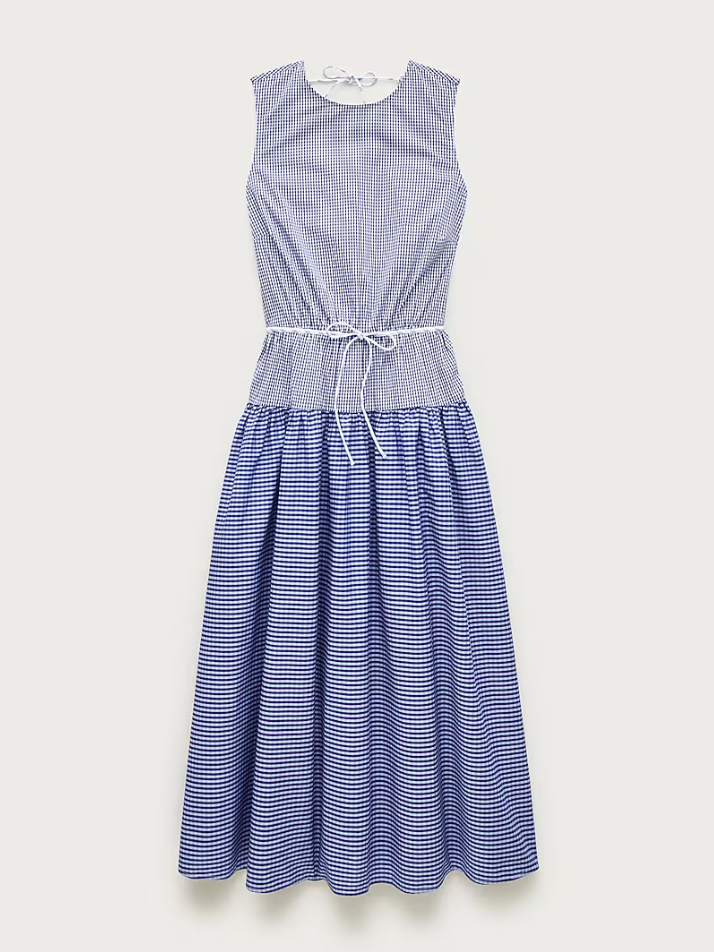 J.Crew, Open-Back Mixy Dress in Gingham Cotton-Blend Poplin