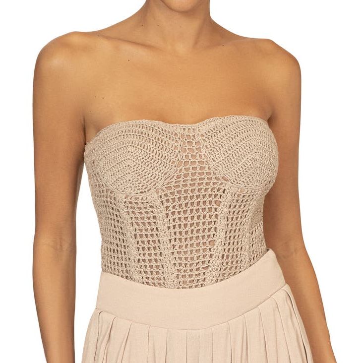 Want It All Open Stitch Strapless Bustier Top