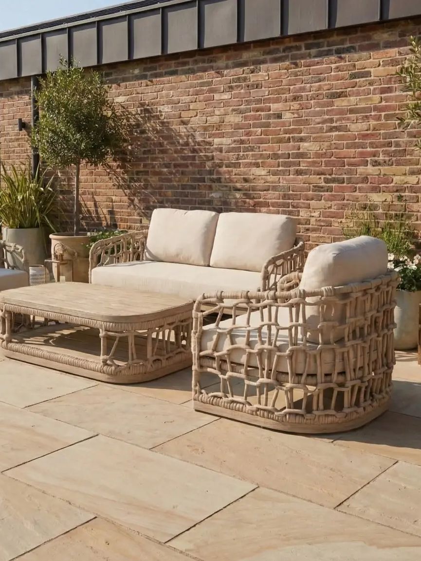 neutral shaded eucalyptus outdoor furniture