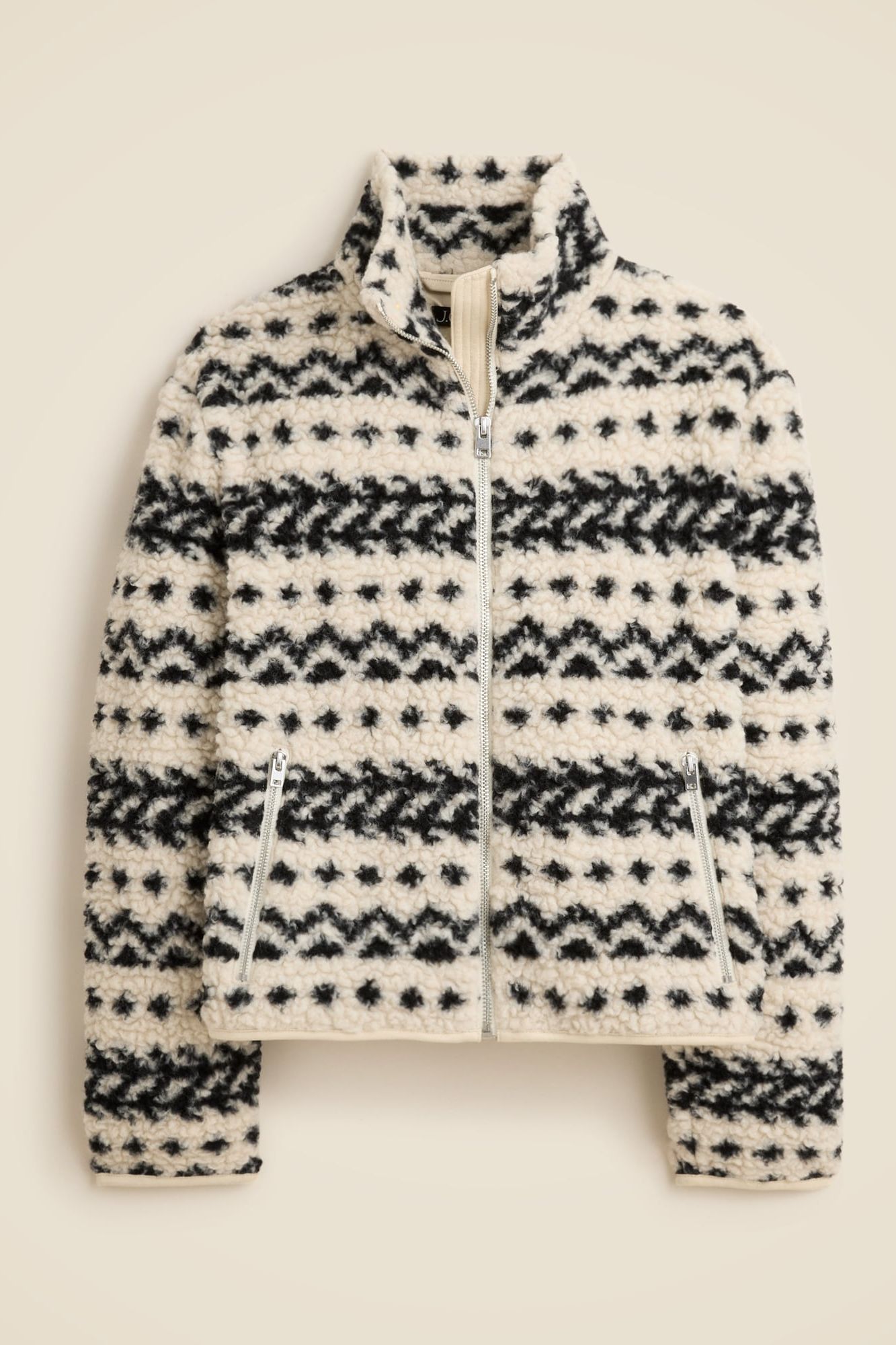 Sherpa Fleece Zip-Up Jacket in Jacquard