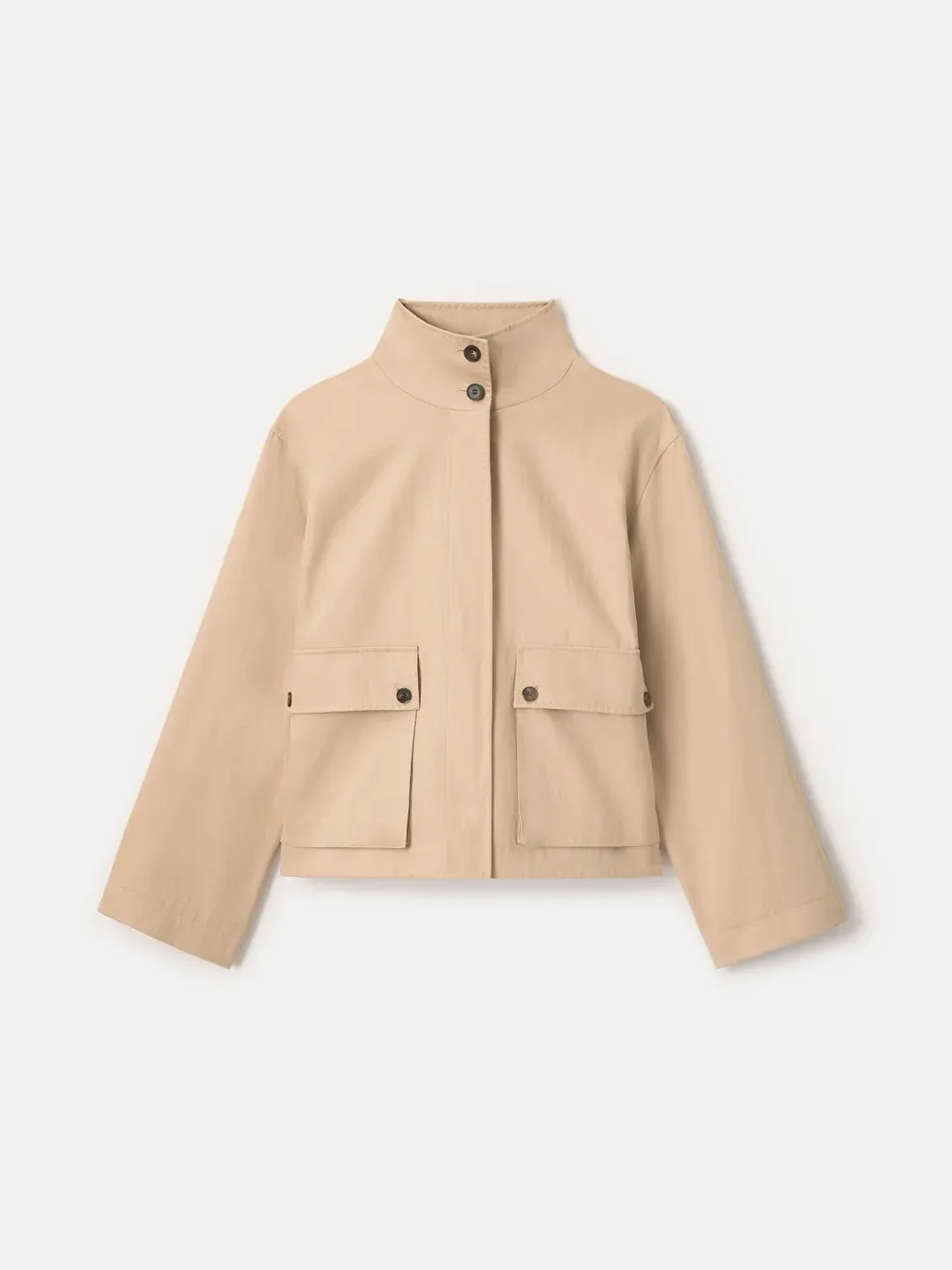 Lafayette 148, Cotton-Linen Twill Funnel Neck Cargo Jacket