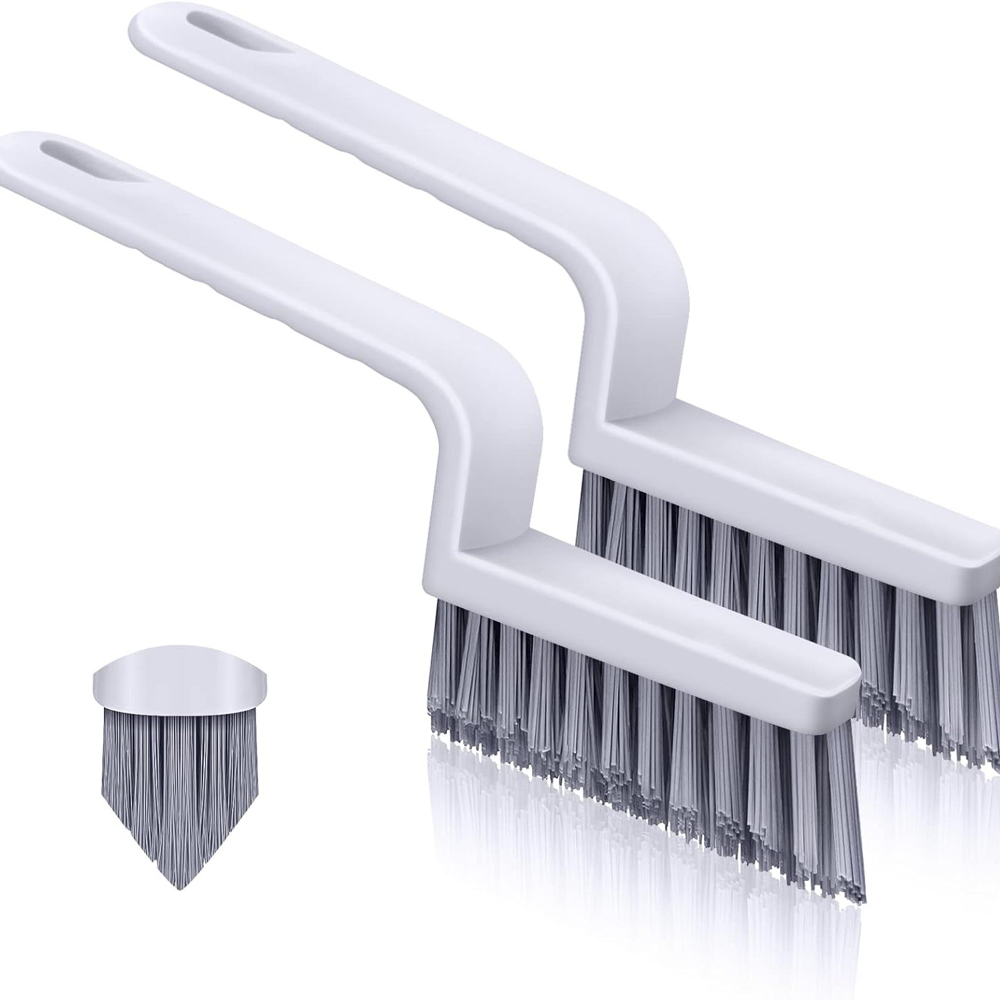 Lumkew Grout Cleaner Brush V Shape, Stiff Grout Cleaning Brushes for Tile Floor, Handheld Grout Scrub Brush Set for Shower, Bathroom, Kitchen, Household Use,2 Pcs