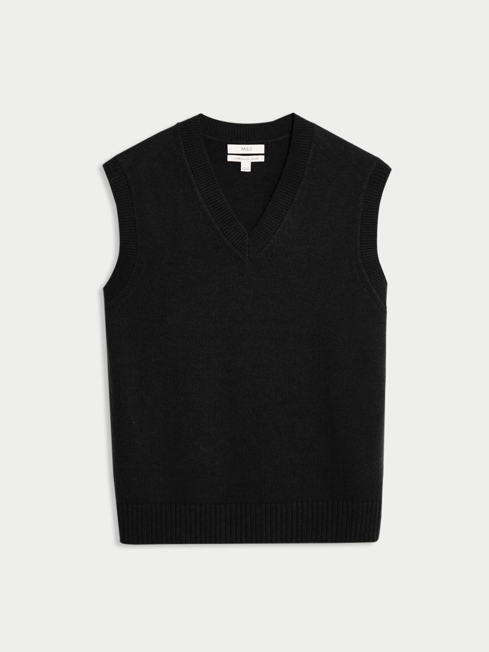 Lambswool Blend V-Neck Knitted Vest