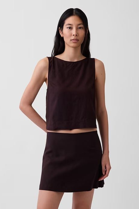 Gap, Linen-Blend Crop Shell Tank Top
