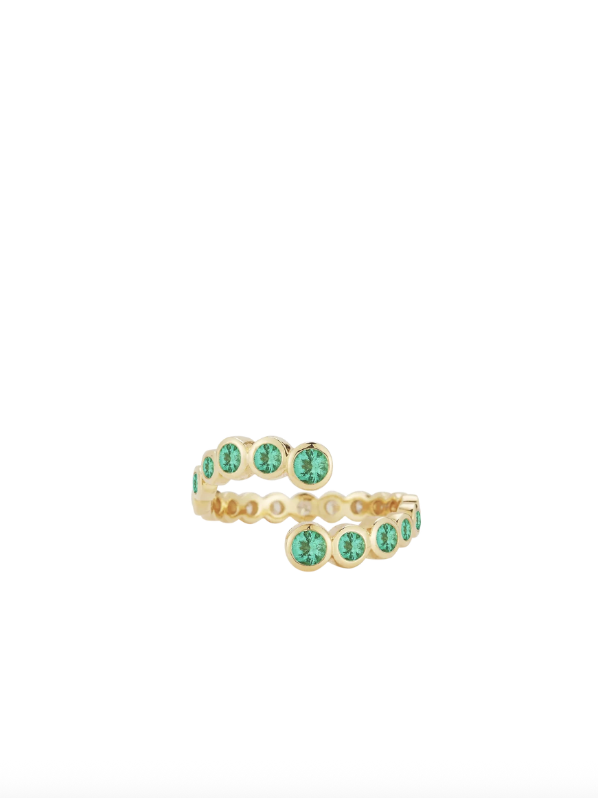 RENNA, Emerald Open Wave Ring