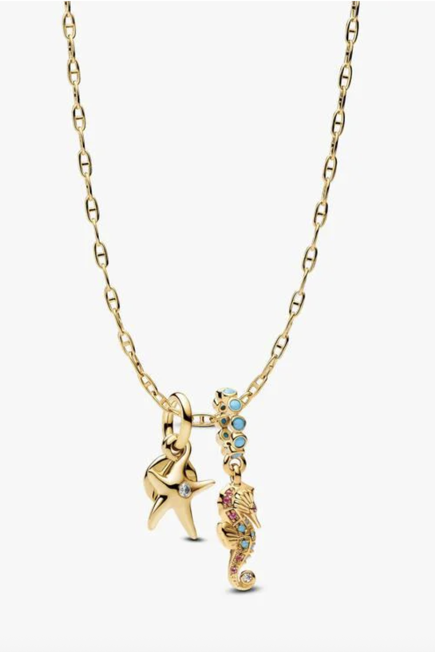 Pandora, Seahorse and Starfish Charm Necklace