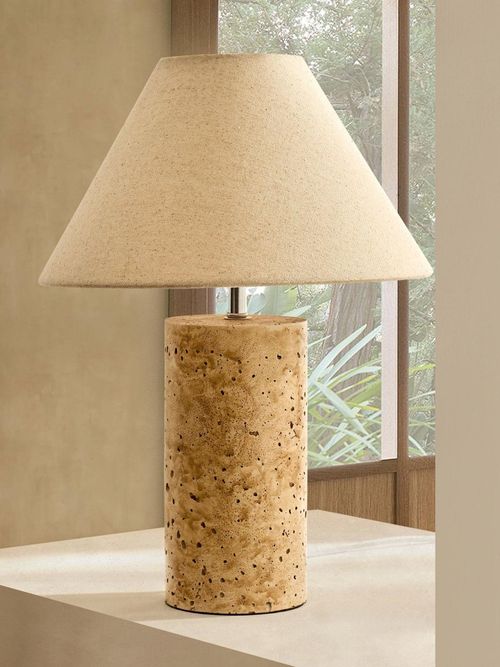 Ivy Marble Effect Table Lamp - Cream