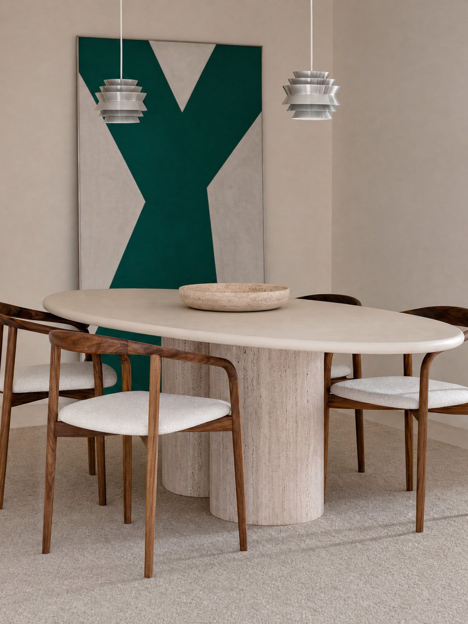 Barker and Stonehouse, Valdez Travertine Dining Table, Seats 6