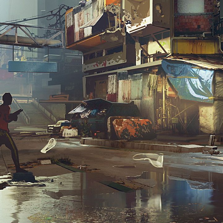 Cyberpunk 2077 Pacifica district concept art shows the rusty side
