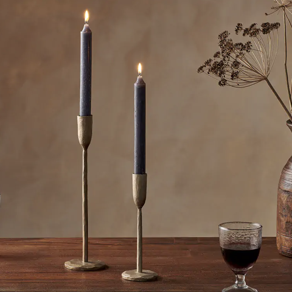 nkuku, Rustic Soy Blend Dinner Candle - Charcoal -(set of 2)