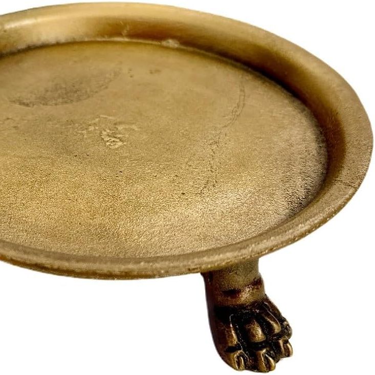 Hapton House 100% Solid Brass Clawfoot Candle Dish - Pedestal Dish - Candle Holder - Jewelry Holder - Perfect for Wax Candles, Rings, and Trinkets