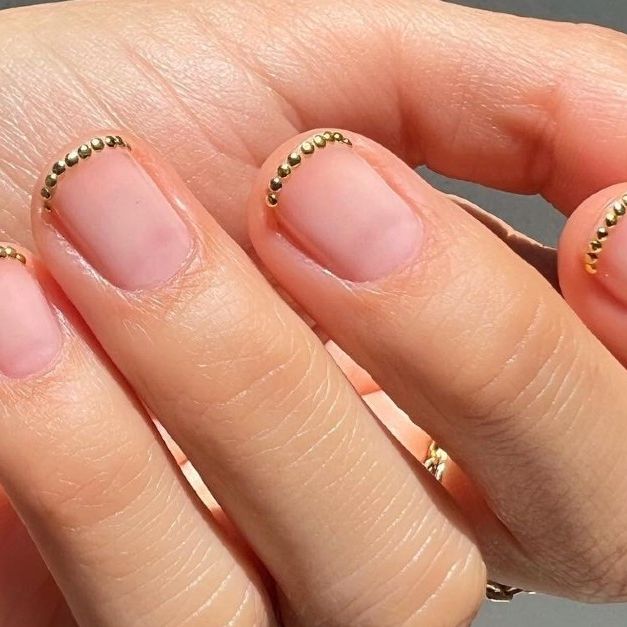 slim fit dress slacks Dusty Rose Press On Nails with 3D Gold Floral Design main image 0