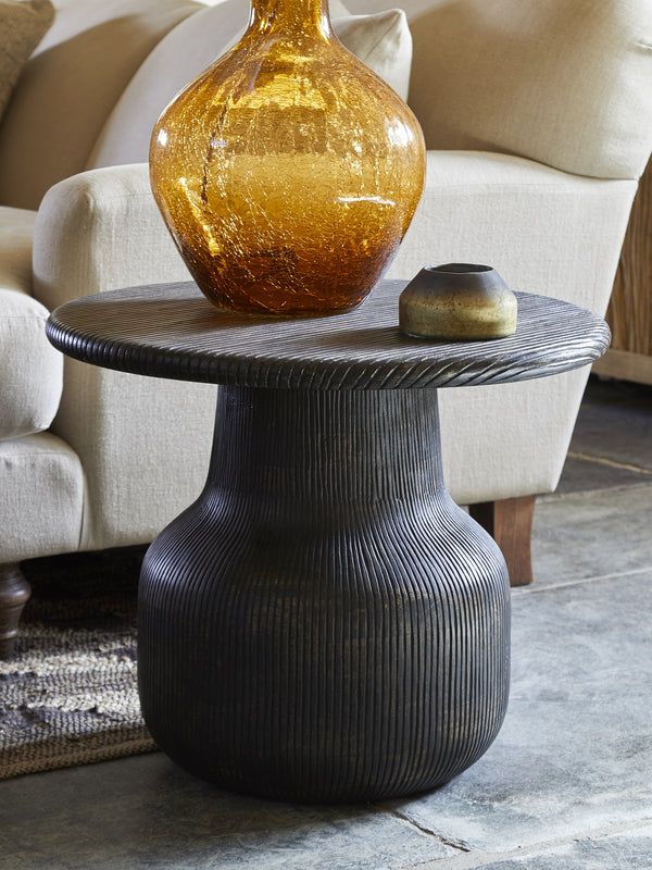 Vivan Grooved Side Table - Charcoal - One Size / Charcoal