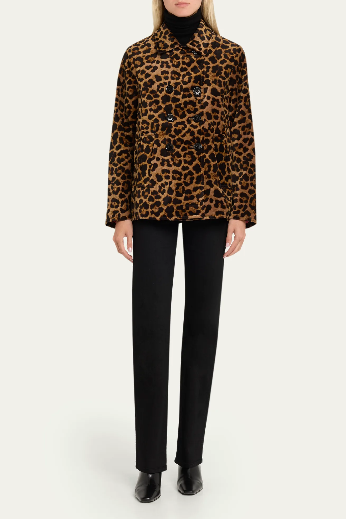 Jane Post Double Breasted Velvet Pea Coat