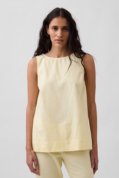 Linen-Blend Shell Tank Top