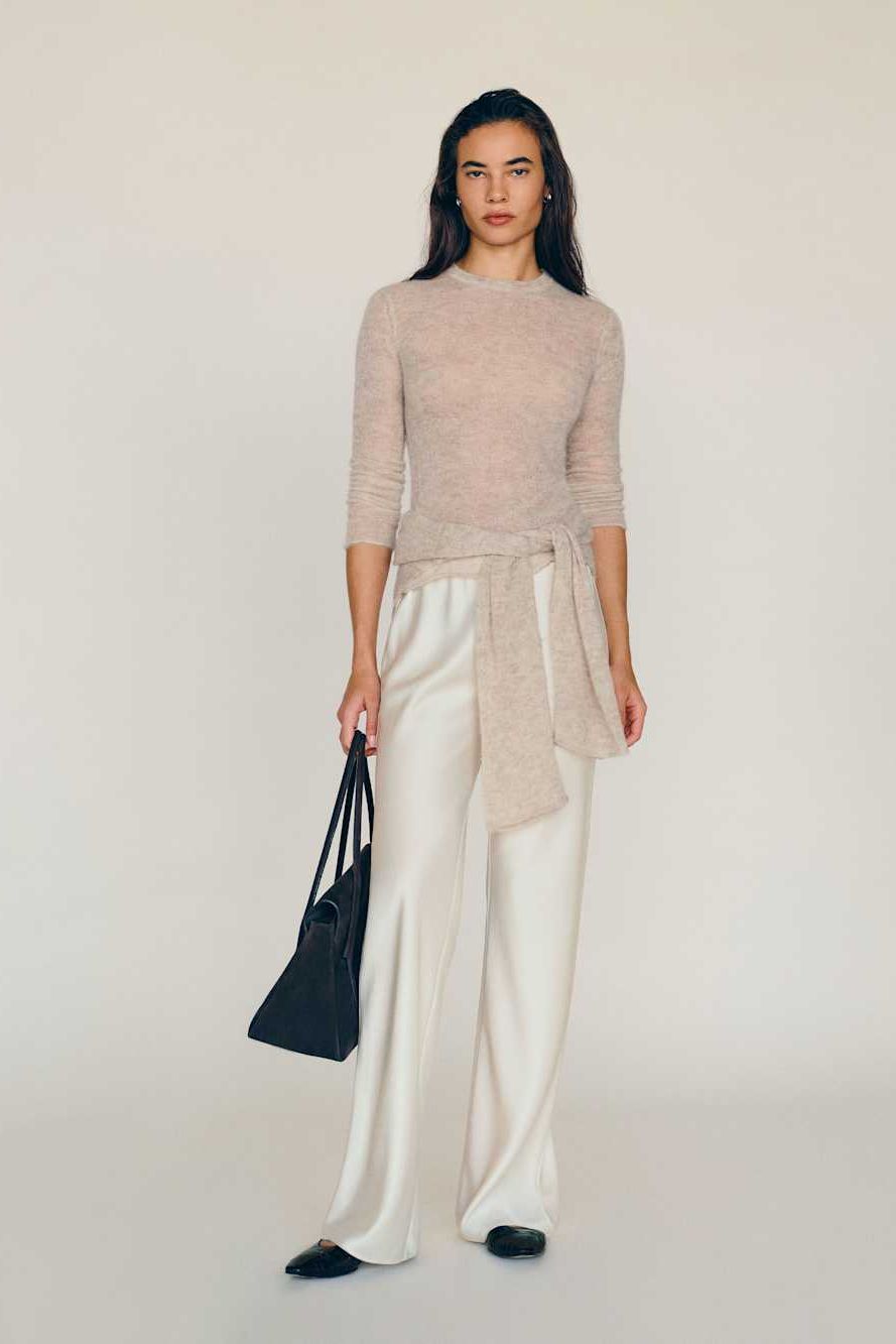 Gale Satin Mid Rise Bias Pant