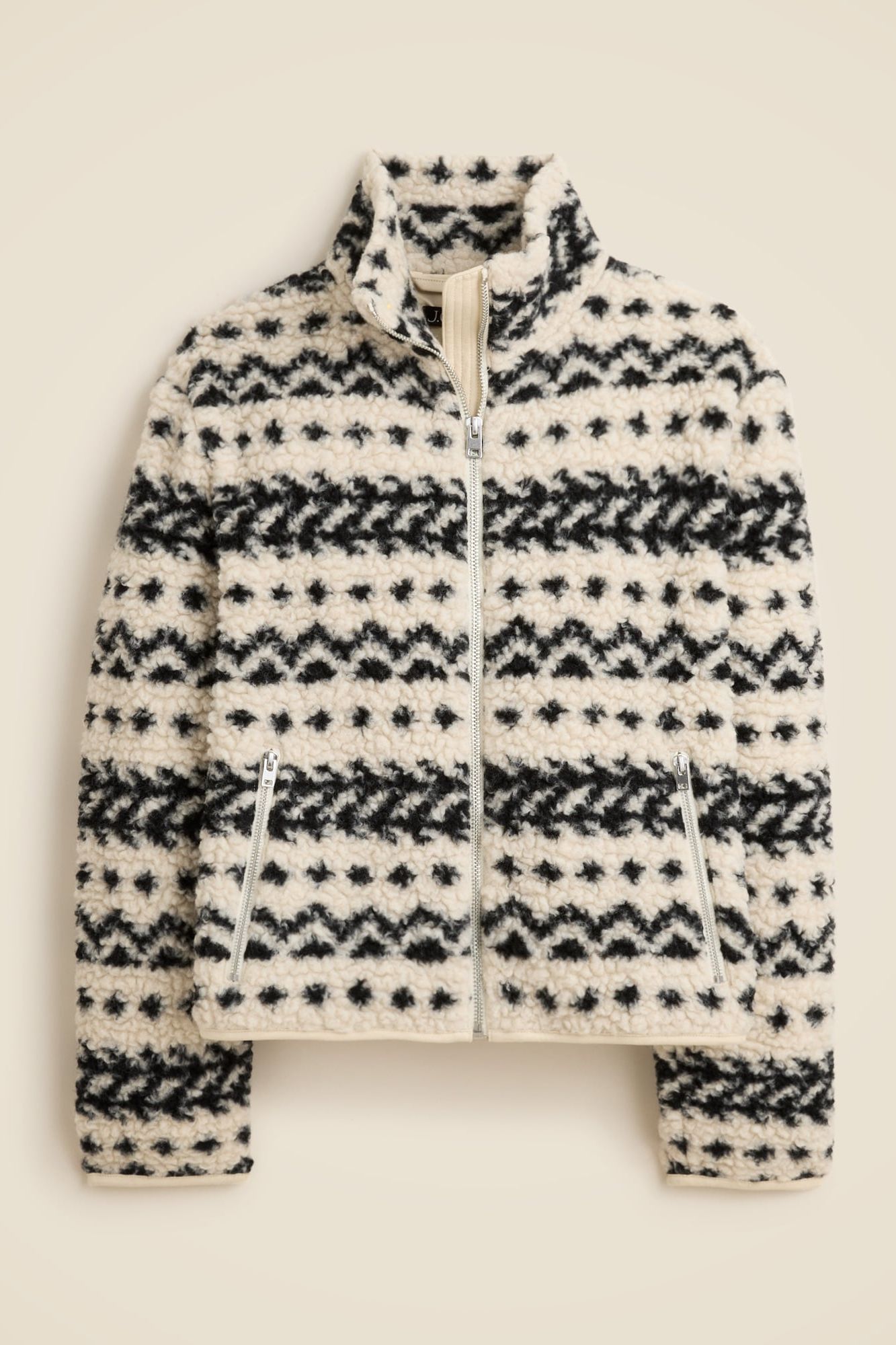 Sherpa Fleece Zip-Up Jacket in Jacquard