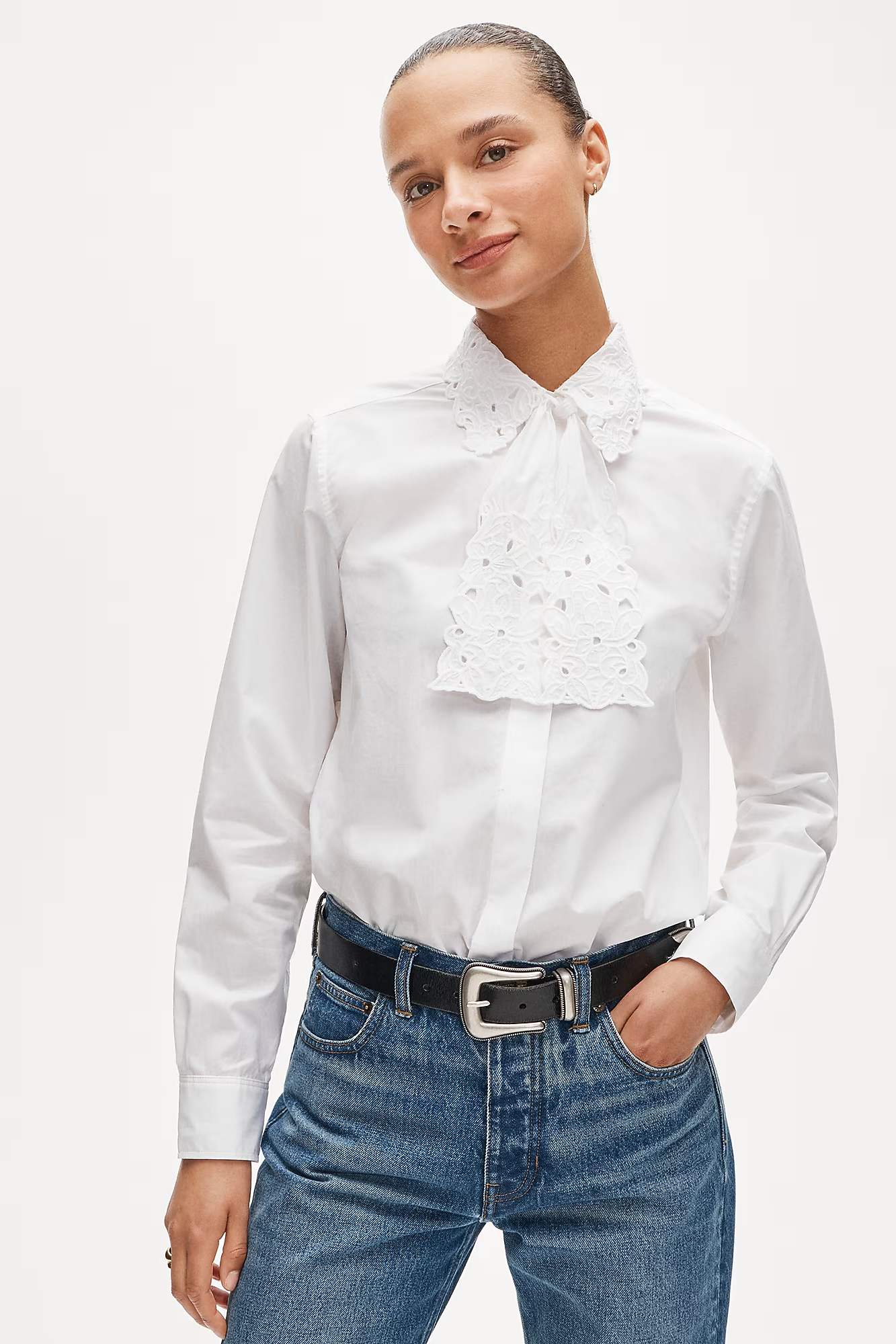 J.Crew, Jules Classic-Fit Eyelet Tie-Neck Shirt