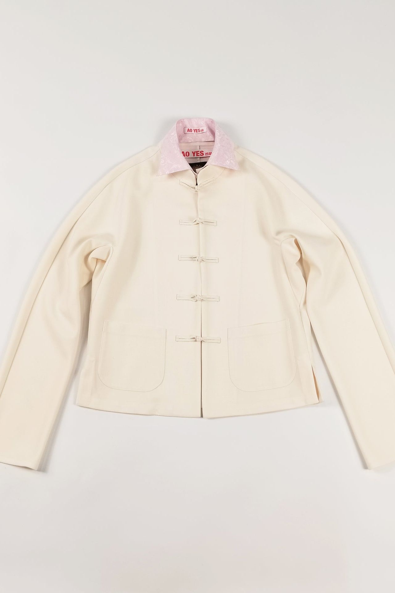 Double Collar Chinese Frogs Serge Shirt - S