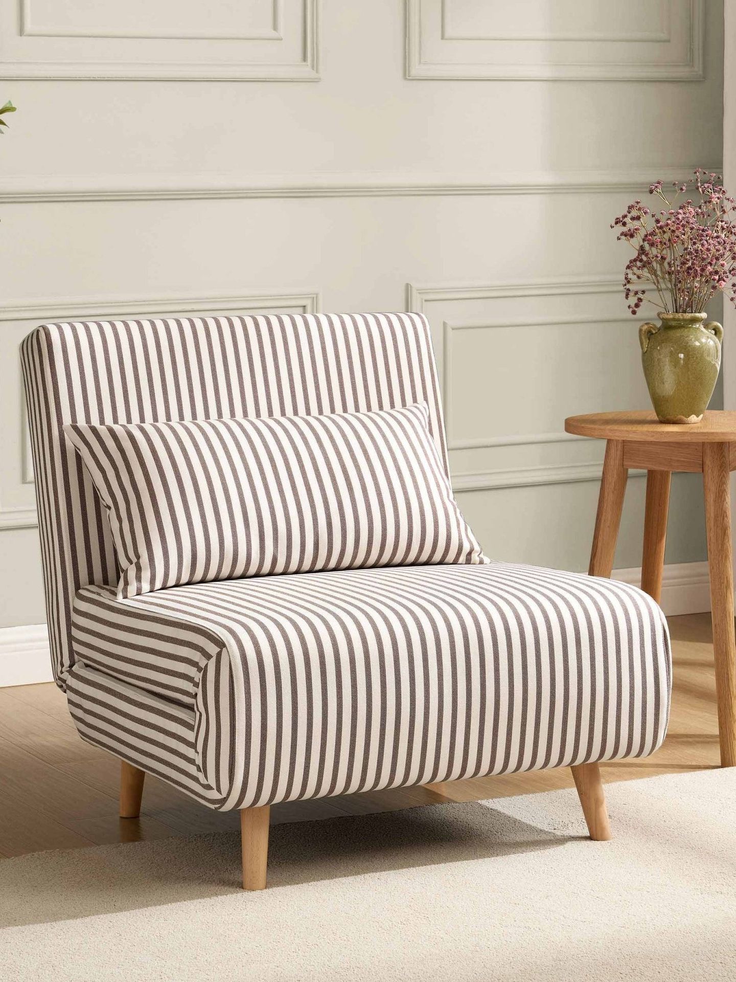 Seattle Single Click Clack Sofa Bed - Chocolate Stripe