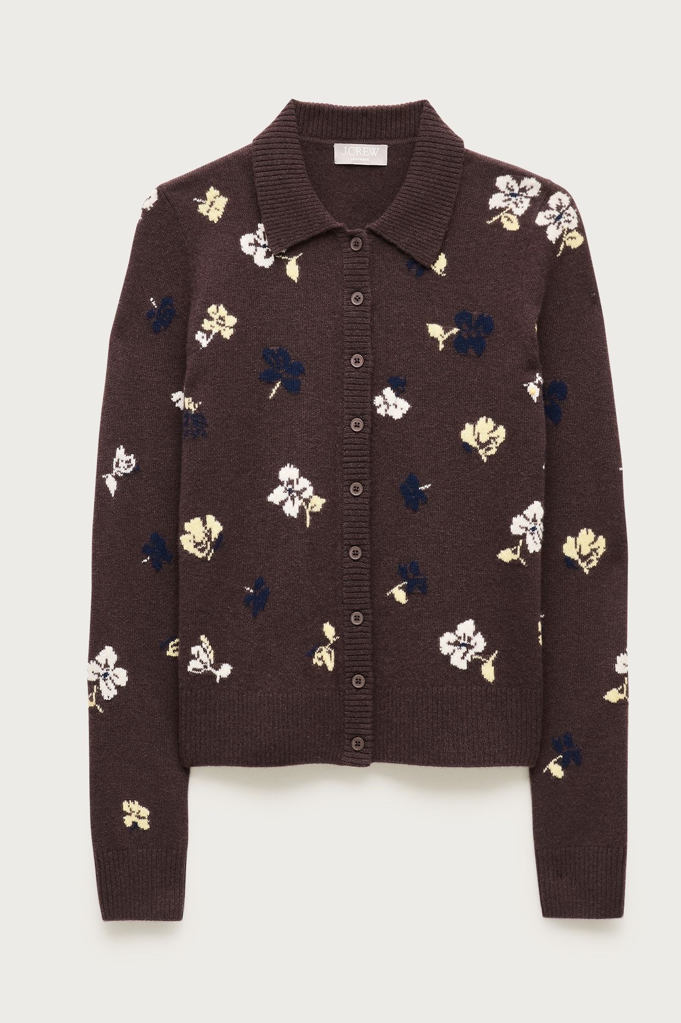 Cashmere Floral Jacquard Cardigan Sweater