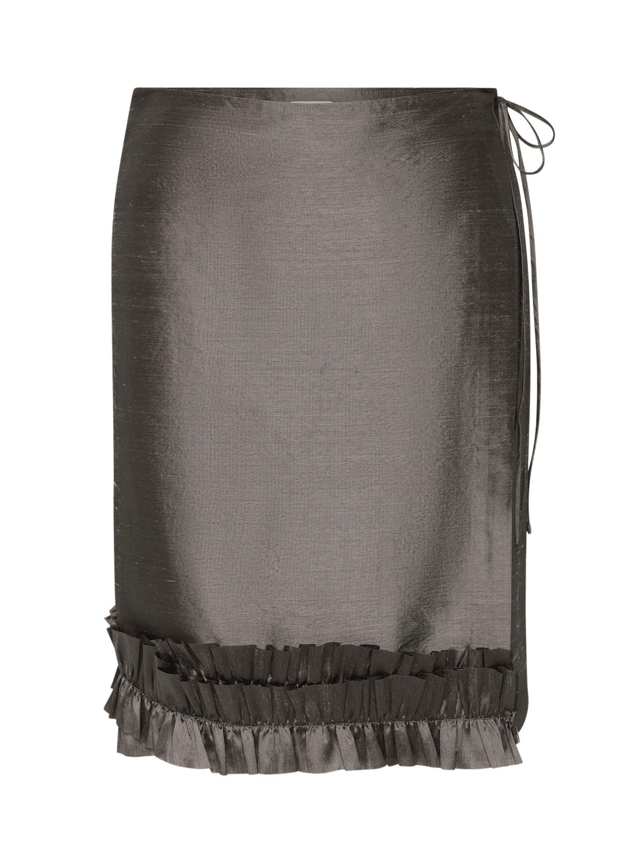 St. Agni, Silk Wrap Ruffle Mini Skirt