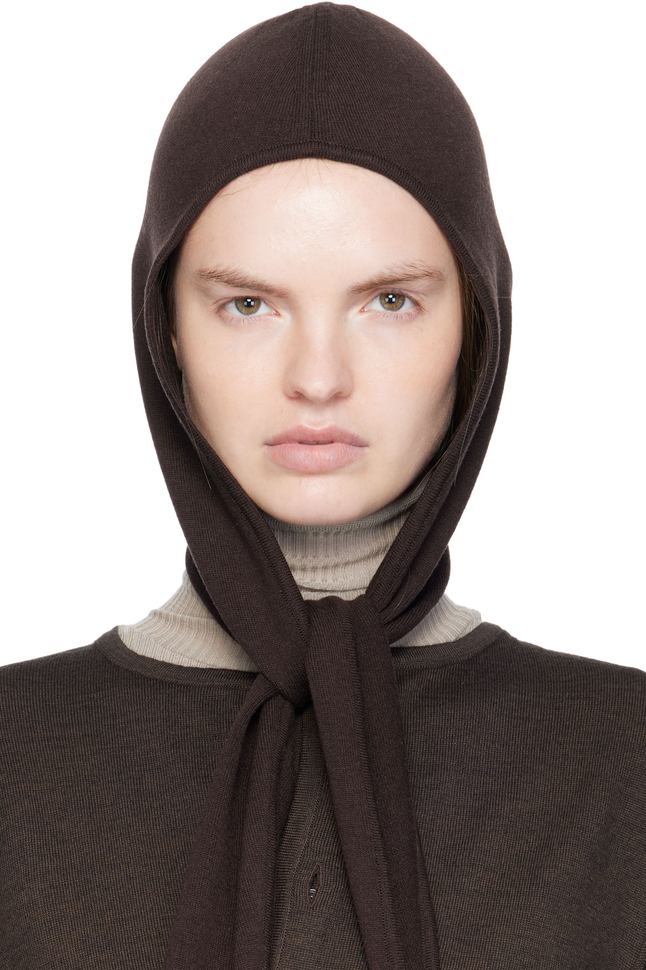 Burgundy Fine Wool Head Scarf Beanie