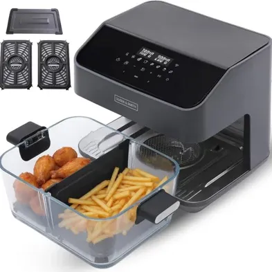 Olsen &amp;amp; Smith Smart 2200w Dual Zone Air Fryer 8l Glass Pot Wifi Connected Air Fryer With Tuya App, Touch Controls, Visible Cooking