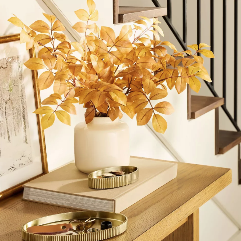 14" Large Aspen Leaf in Ceramic Vase Arrangement