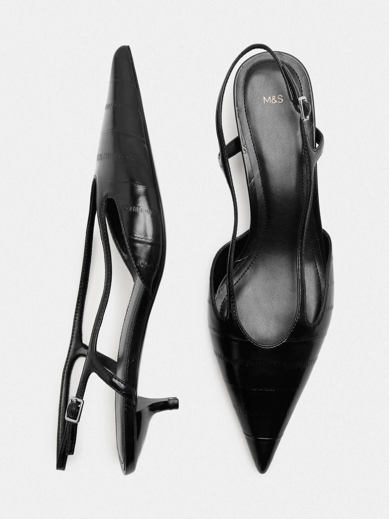 Ankle Strap Kitten Heel Pointed Slingback Shoes