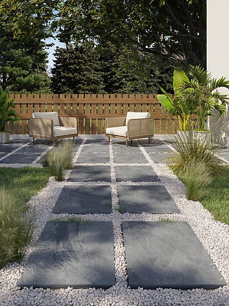 diy, Brazilian Slate Anthracite Porcelain Pavers