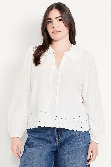 old navy white collared blouse with cutouts