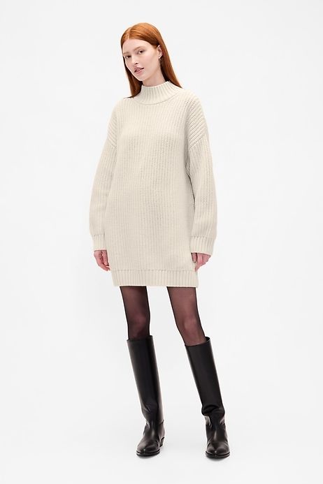 Oversized Turtleneck Mini Sweater Dress