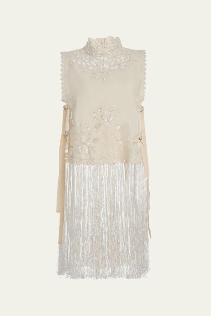Adelina Battenberg Lace Fringe-Trim Top