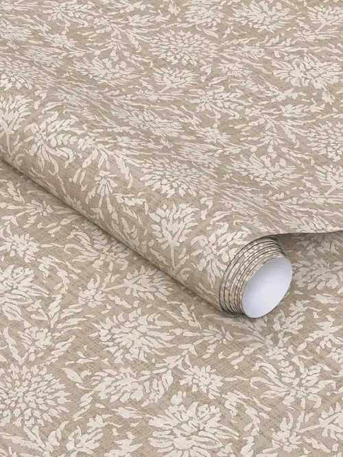 Tan Floral Textured Peel and Stick Wallpaper